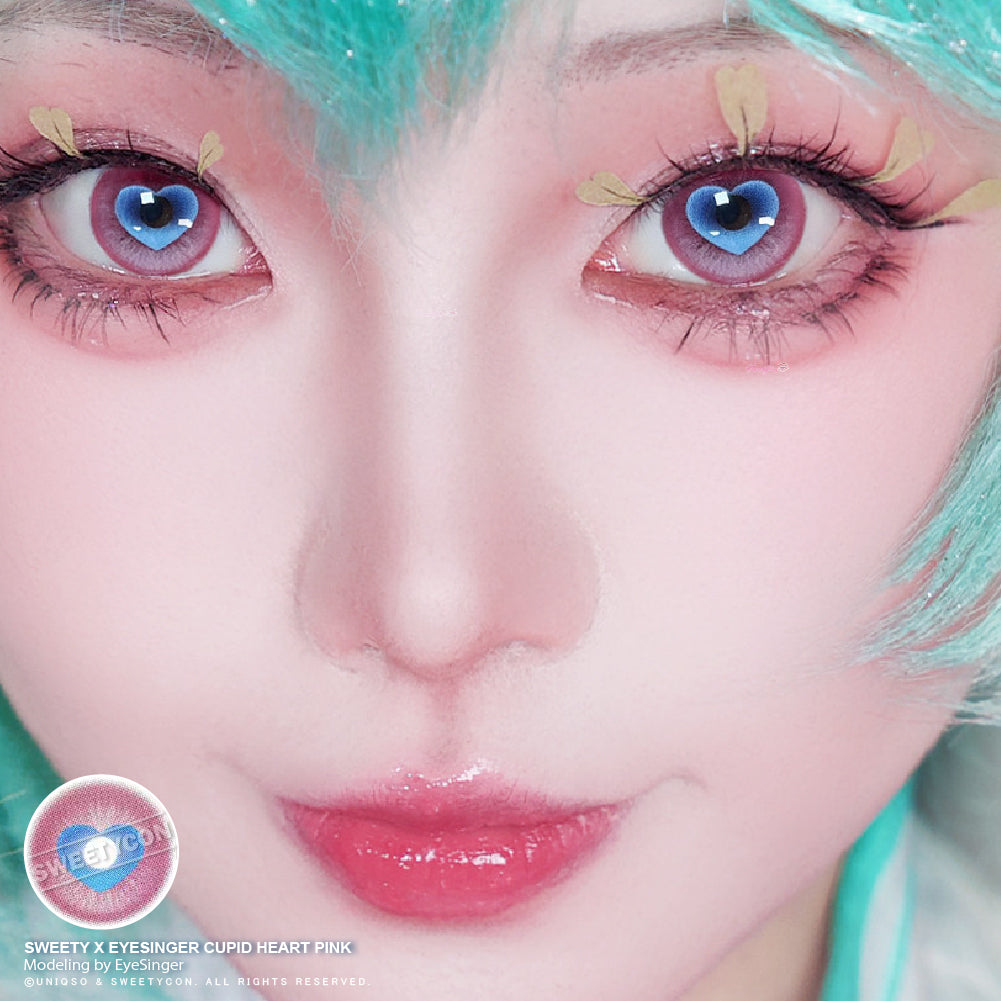 Sweety x Eyesinger Cupid Heart Pink (2 lenses/pack)-Colored Contacts-UNIQSO UK