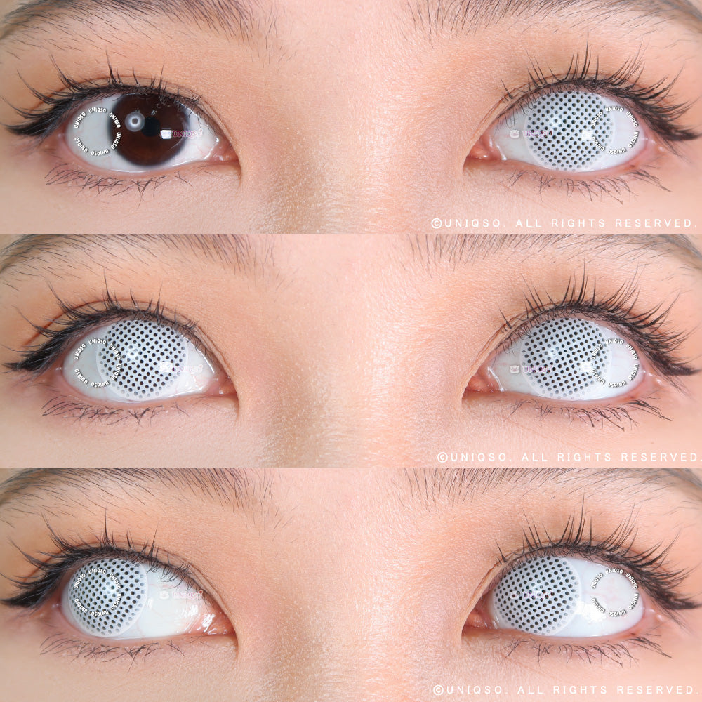 Kazzue Crazy Lens with Power - White Mesh (1 lens/pack)-Crazy Contacts-UNIQSO UK