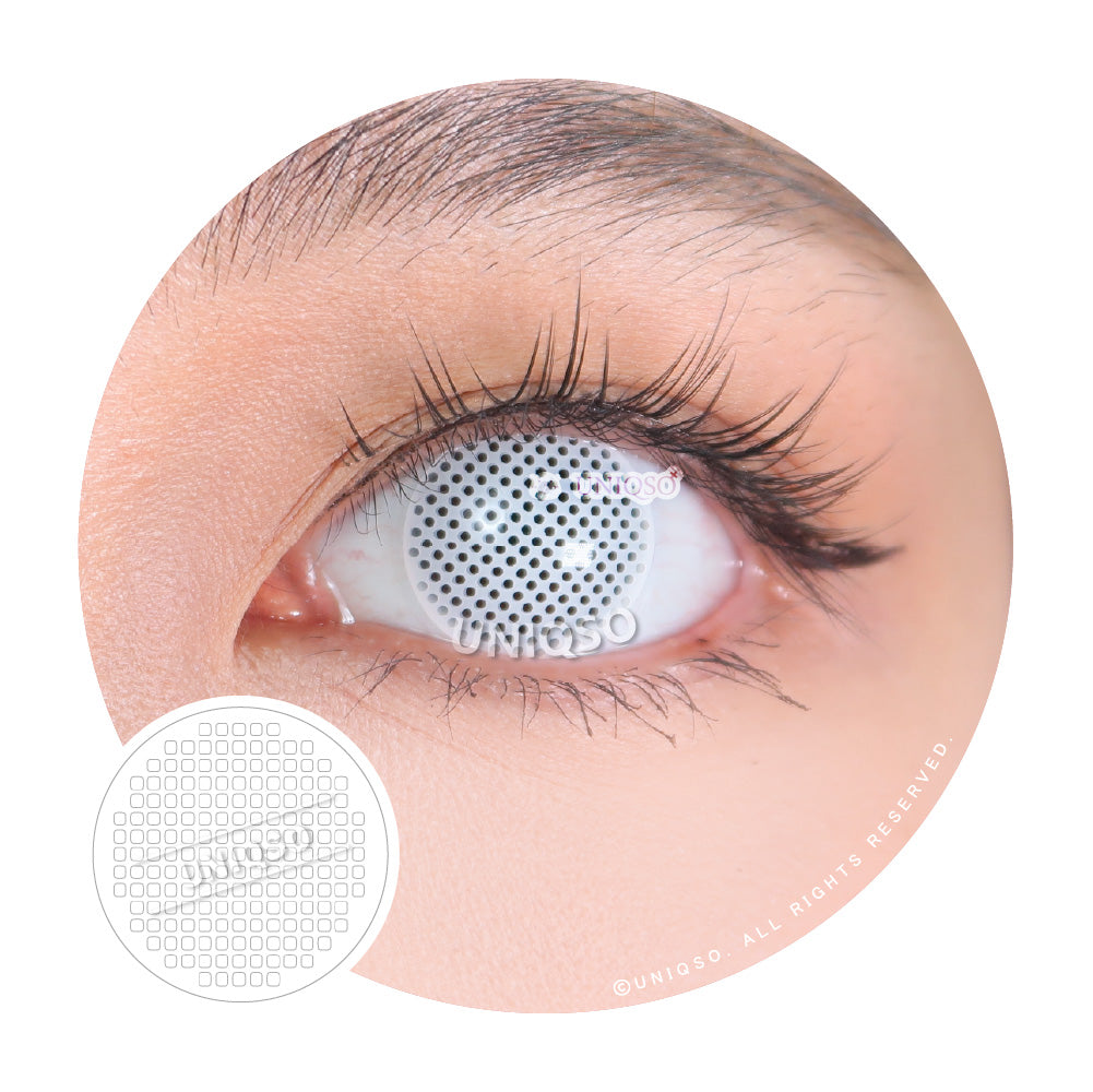 Kazzue Crazy Lens with Power - White Mesh (1 lens/pack)-Crazy Contacts-UNIQSO UK