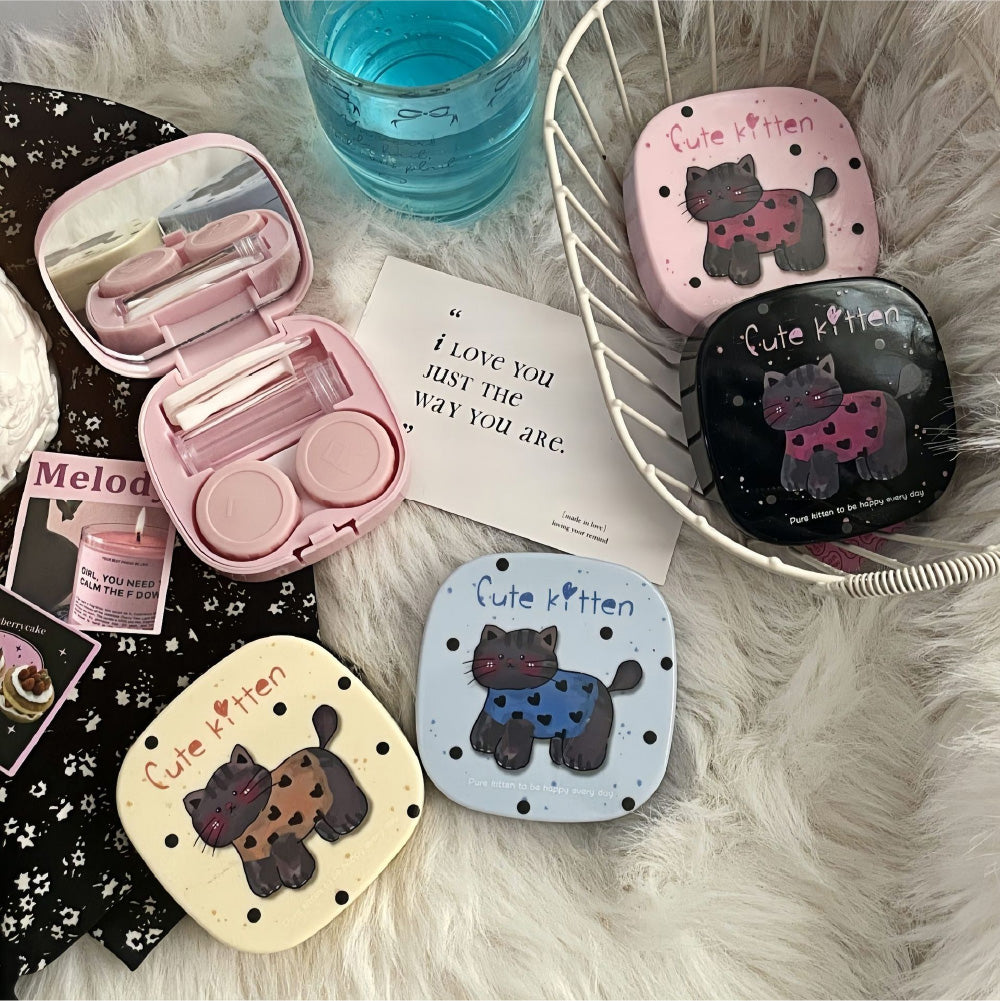Lens Case Travel Kit - Happy Cute Kitten-Lens Case-UNIQSO UK