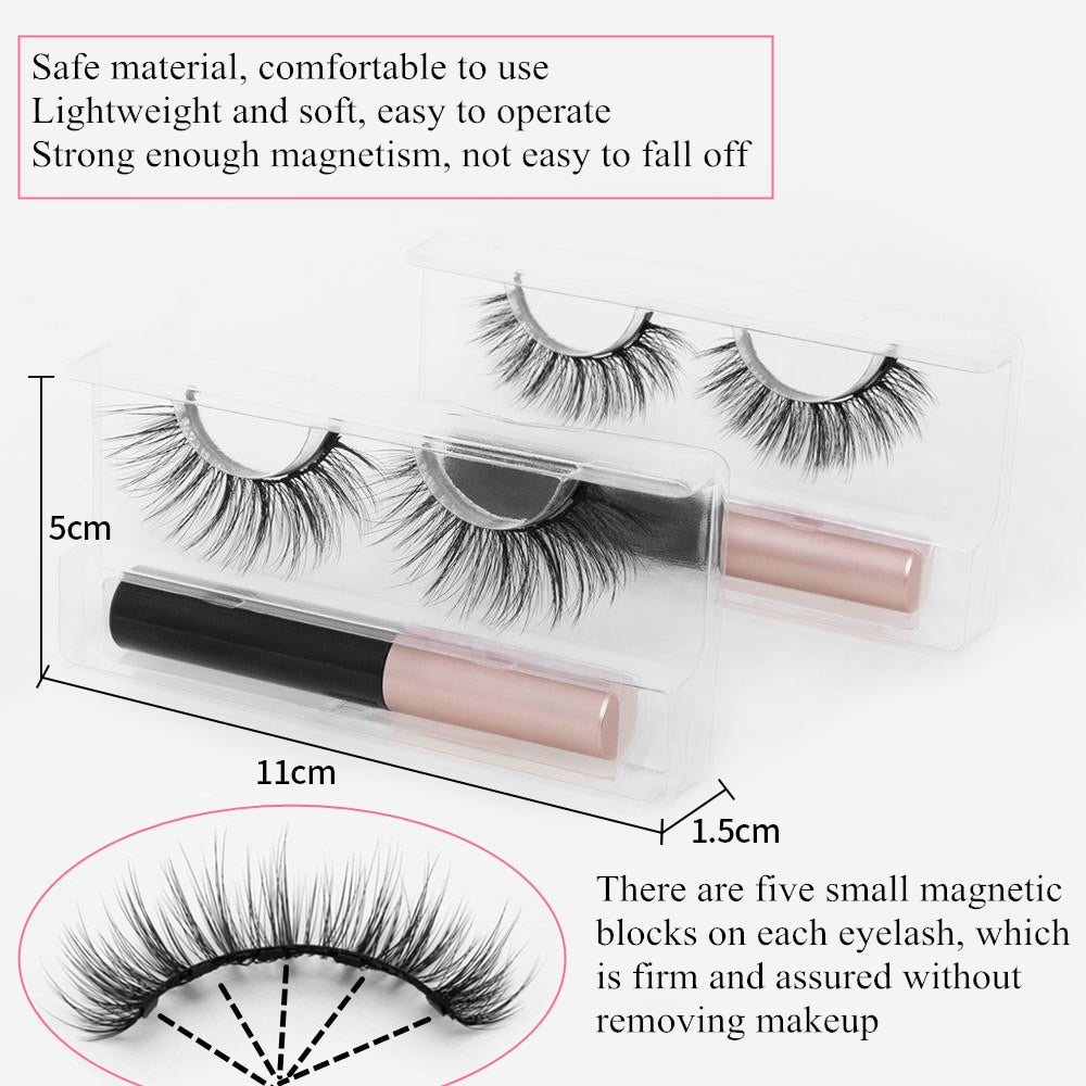 Natural Long Faux Mink Magnetic Eyelashes With Eyeliner-Magnetic Eyelash-UNIQSO UK