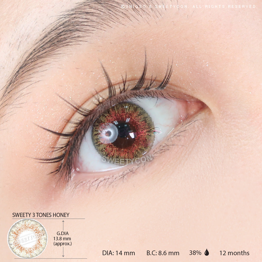 Sweety 3 Tones Honey (1 lens/pack)-Colored Contacts-UNIQSO UK
