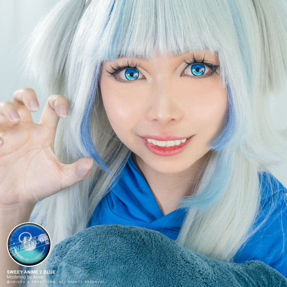 Sweety Anime 2 Cyan Turquoise (1 lens/pack)-Colored Contacts-UNIQSO UK