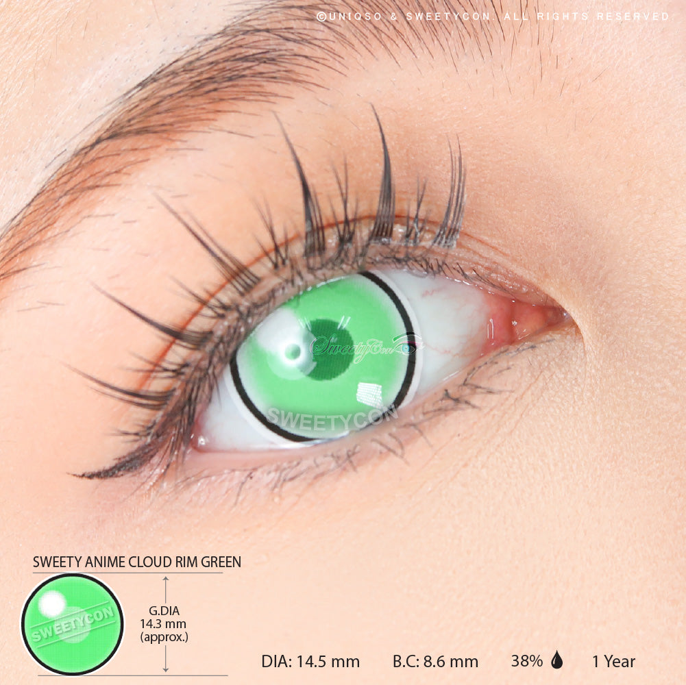 Sweety Anime Cloud Rim Green (1 lens/pack)-Colored Contacts-UNIQSO UK