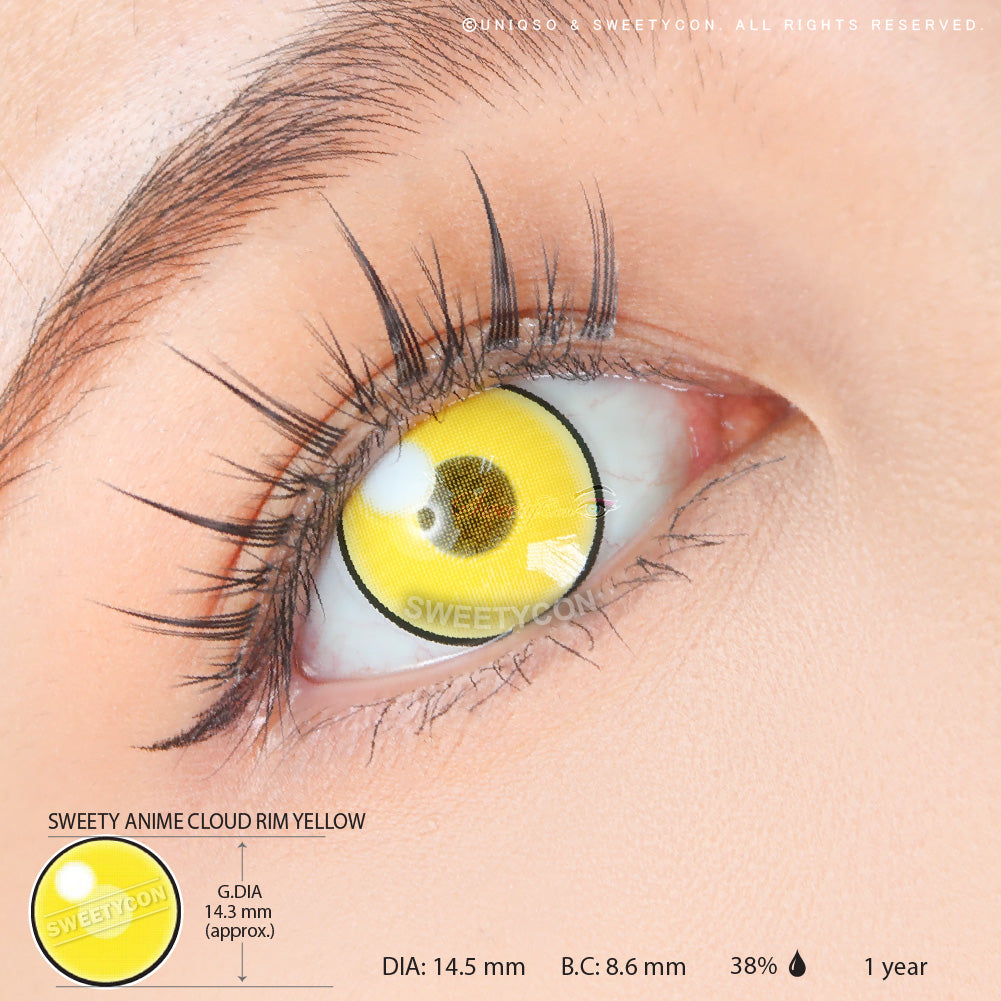 Sweety Anime Cloud Rim Yellow (1 lens/pack)-Colored Contacts-UNIQSO UK