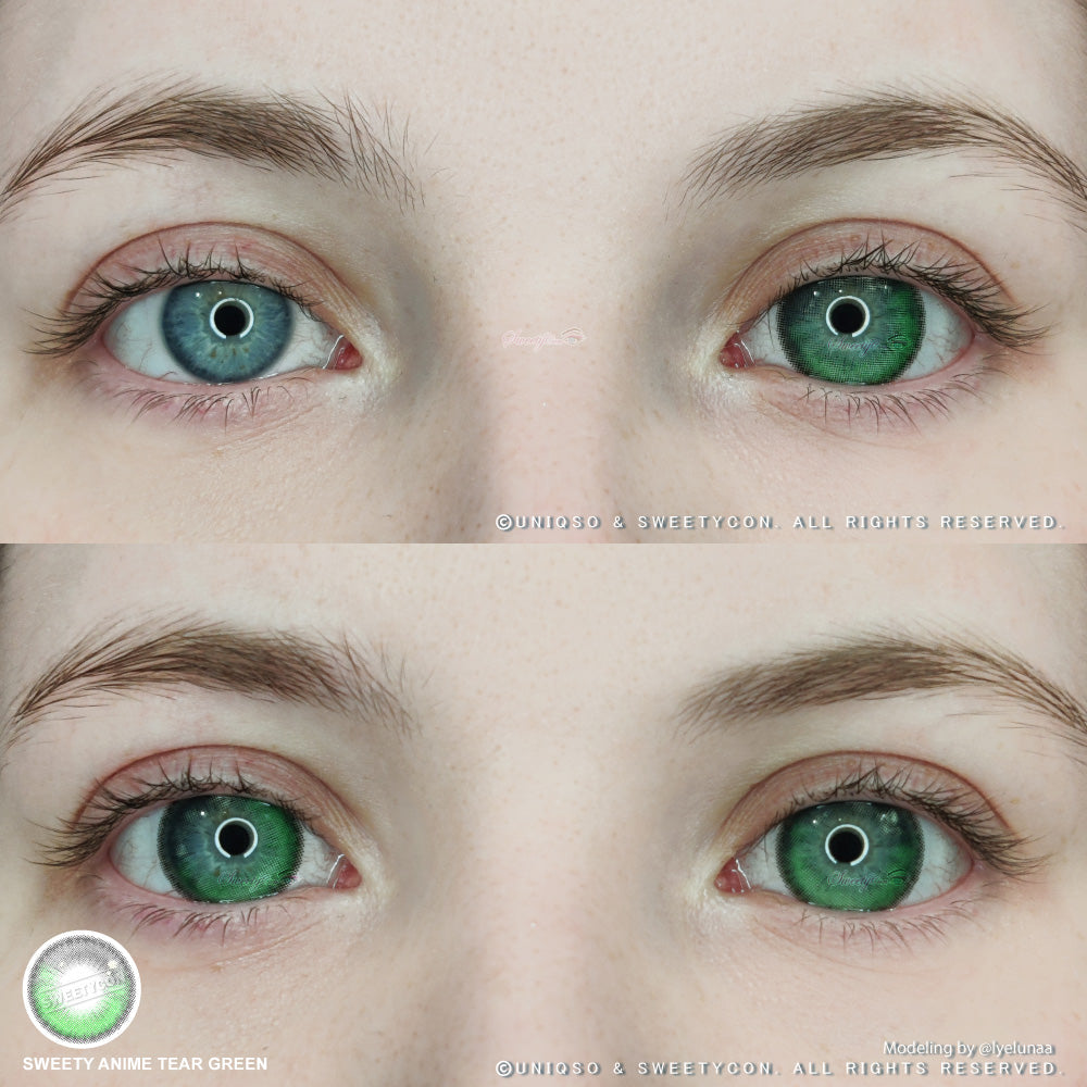 Sweety Anime Tear Green (1 lens/pack)-Colored Contacts-UNIQSO UK