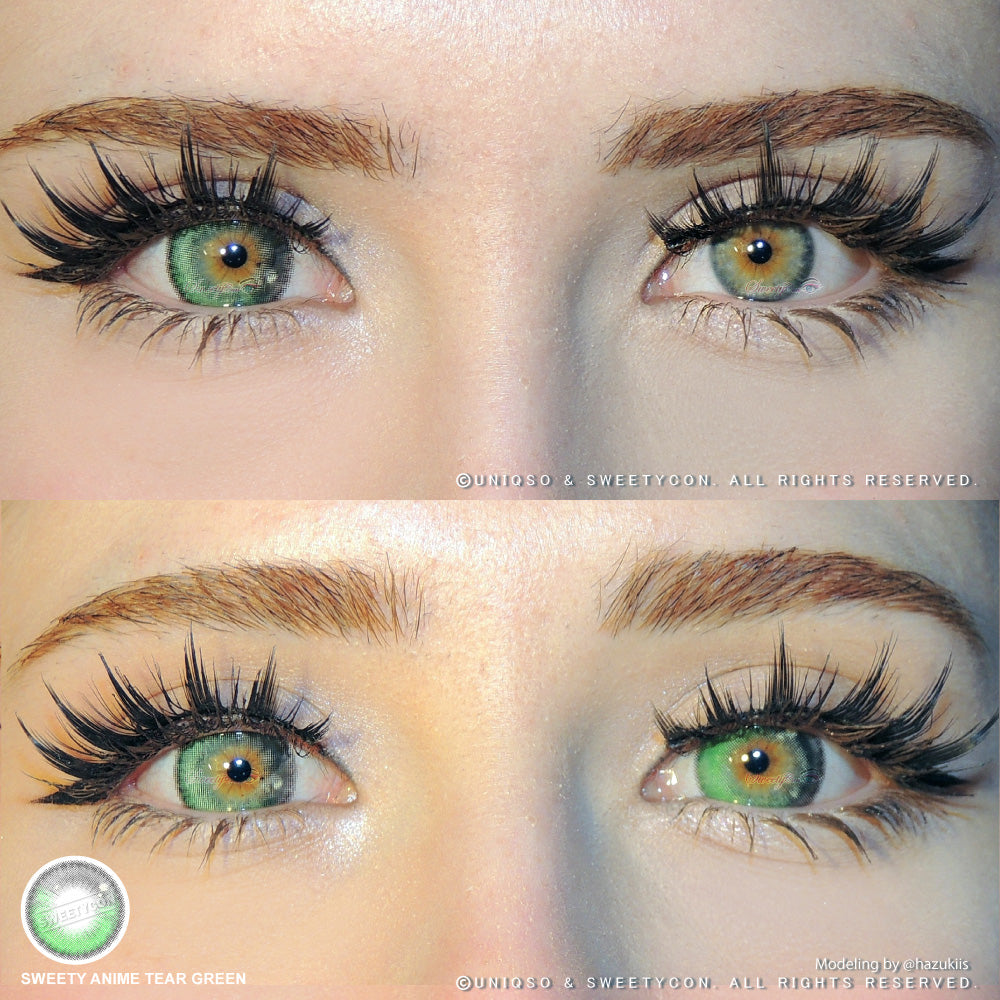 Sweety Anime Tear Green (1 lens/pack)-Colored Contacts-UNIQSO UK