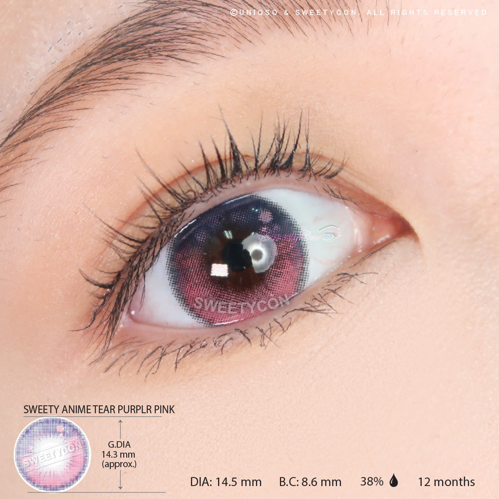 Sweety Anime Tear Purple Pink (1 lens/pack)-Colored Contacts-UNIQSO UK