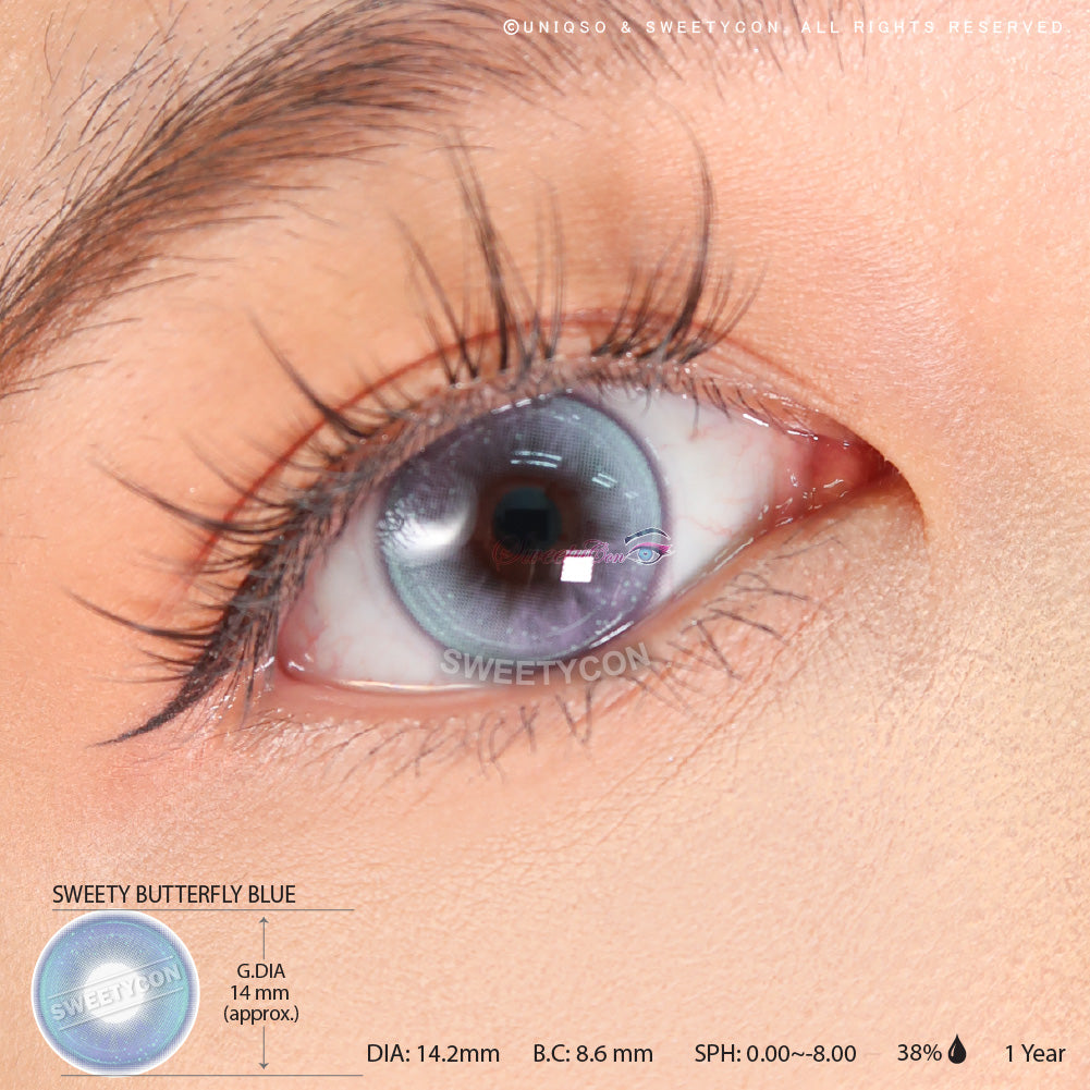 Sweety Butterfly Blue (1 lens/pack)-Colored Contacts-UNIQSO UK