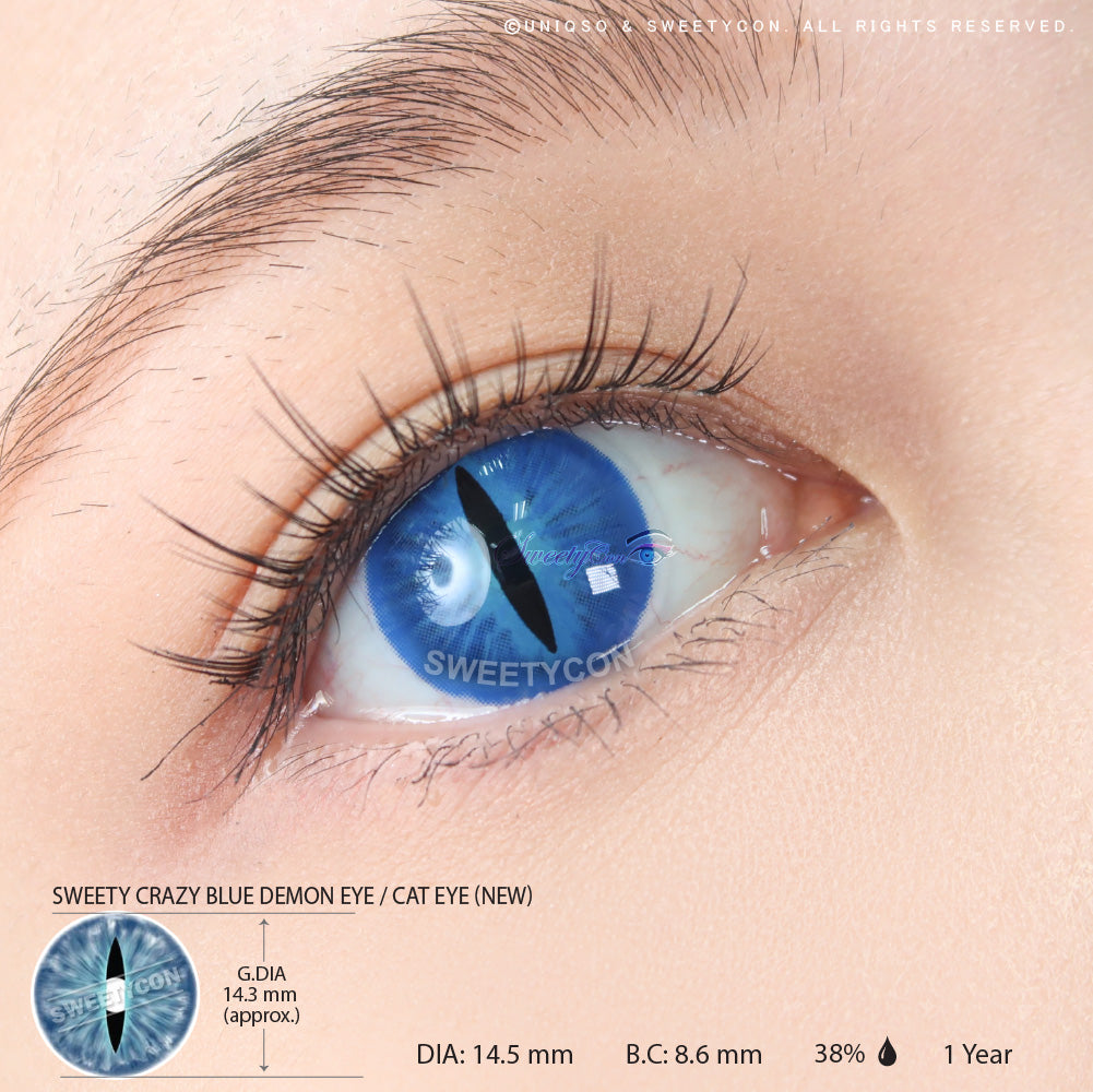 Sweety Crazy Blue Demon Eye / Cat Eye (New) (1 lens/pack)-Crazy Contacts-UNIQSO UK