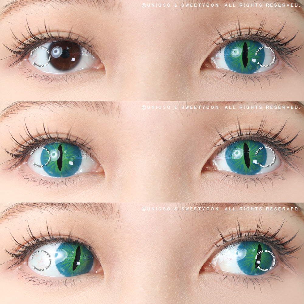 Sweety Crazy Dark Green Demon Eye / Cat Eye (New) (1 lens/pack)-Crazy Contacts-UNIQSO UK