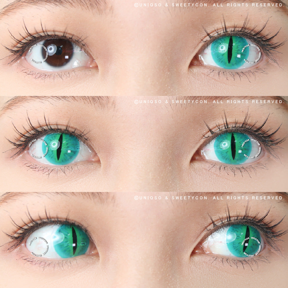 Sweety Crazy Green Demon Eye / Cat Eye (New) (1 lens/pack)-Crazy Contacts-UNIQSO UK