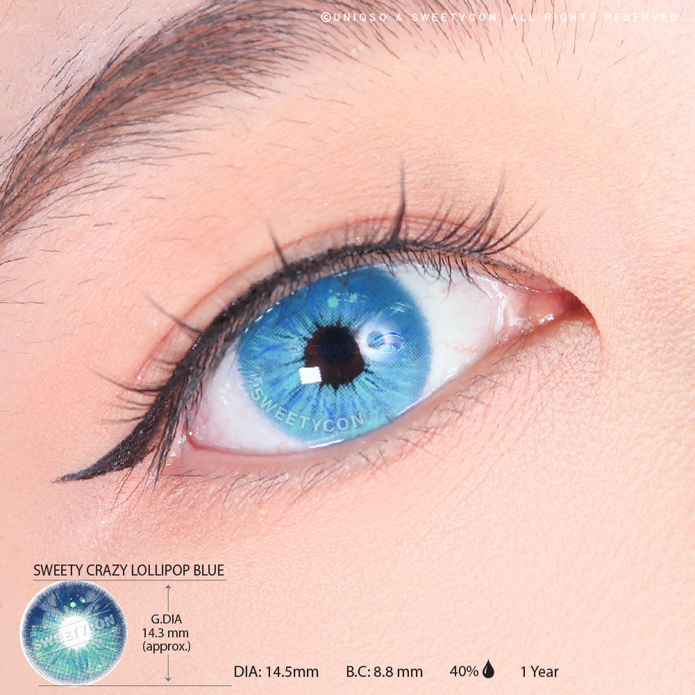 Sweety Crazy Lollipop Blue (1 lens/pack)-Colored Contacts-UNIQSO UK