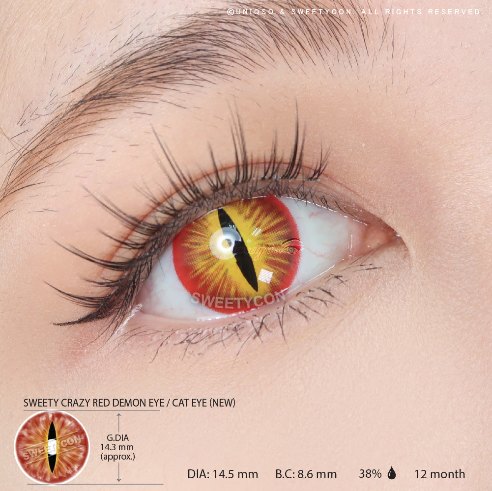 Sweety Crazy Red Demon Eye / Cat Eye (New) (1 lens/pack)-Crazy Contacts-UNIQSO UK