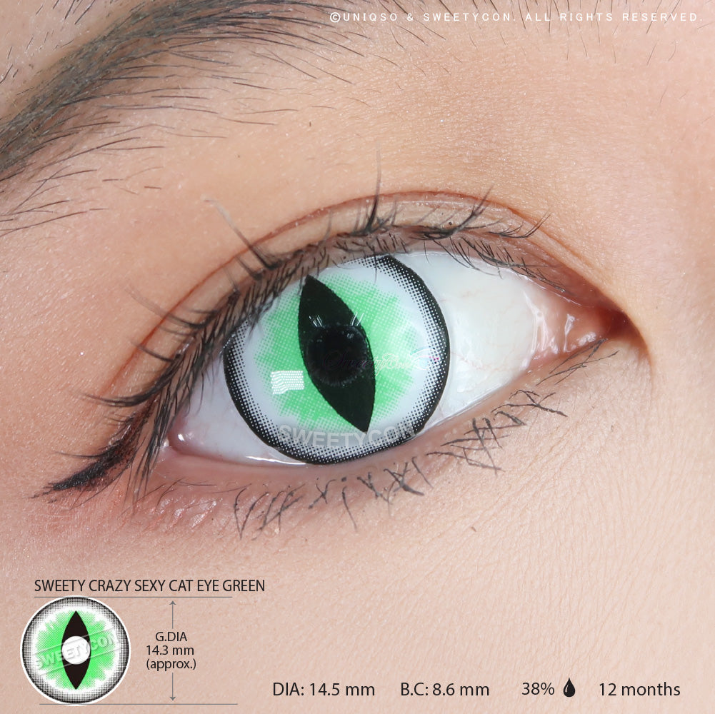 Sweety Crazy Sexy Cat Eye Green (1 lens/pack)-Crazy Contacts-UNIQSO UK