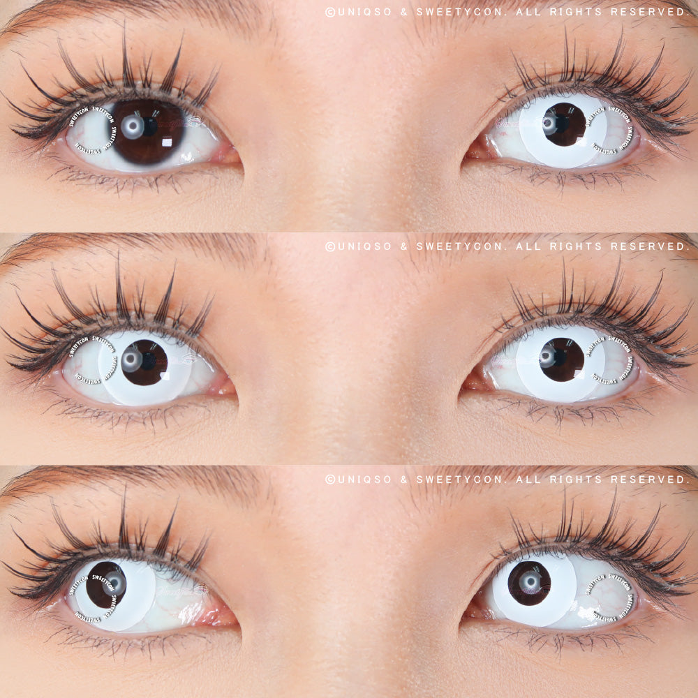 Sweety Crazy Solid White/Whiteout - With Prescription (1 lens/pack)-Crazy Contacts-UNIQSO UK