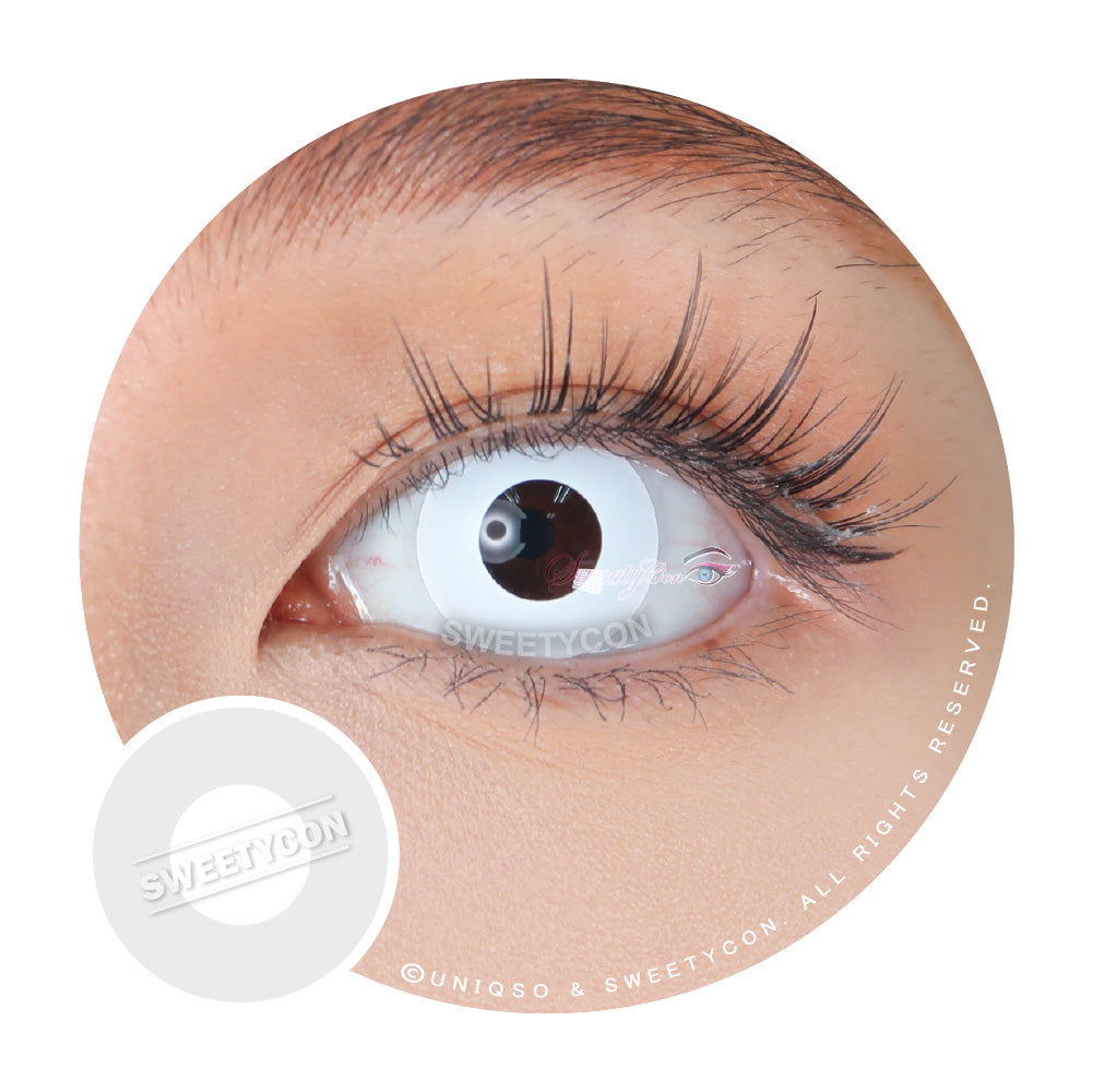 Sweety Crazy Solid White/Whiteout - With Prescription (1 lens/pack)-Crazy Contacts-UNIQSO UK