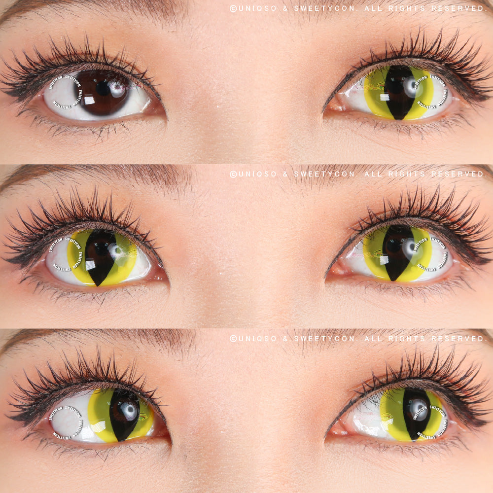 Sweety Crazy UV Yellow Cat (1 lens/pack)-Crazy Contacts-UNIQSO UK
