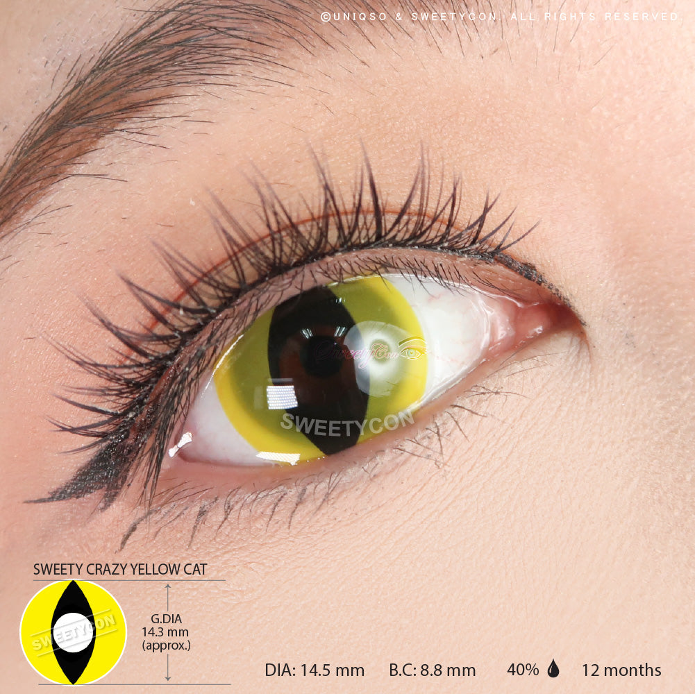 Sweety Crazy UV Yellow Cat (1 lens/pack)-Crazy Contacts-UNIQSO UK