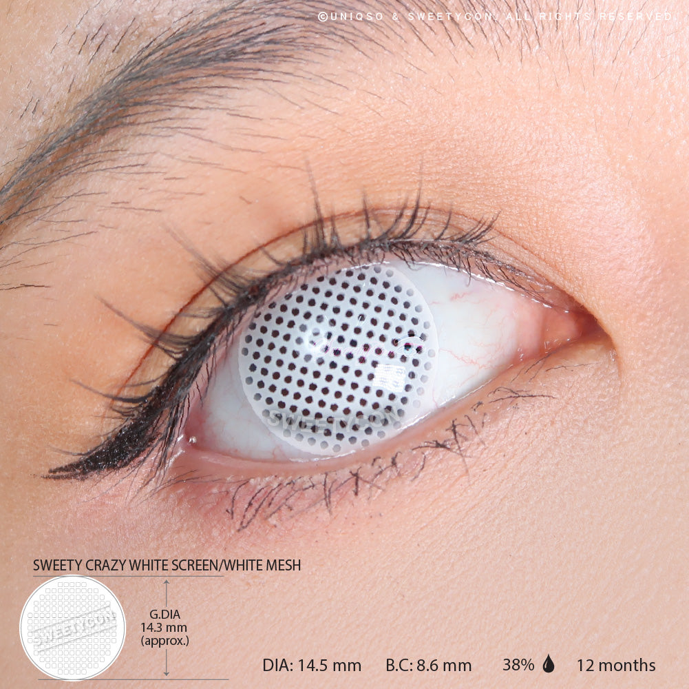 Sweety Crazy White Screen/White Mesh (1 lens/pack)-Crazy Contacts-UNIQSO UK