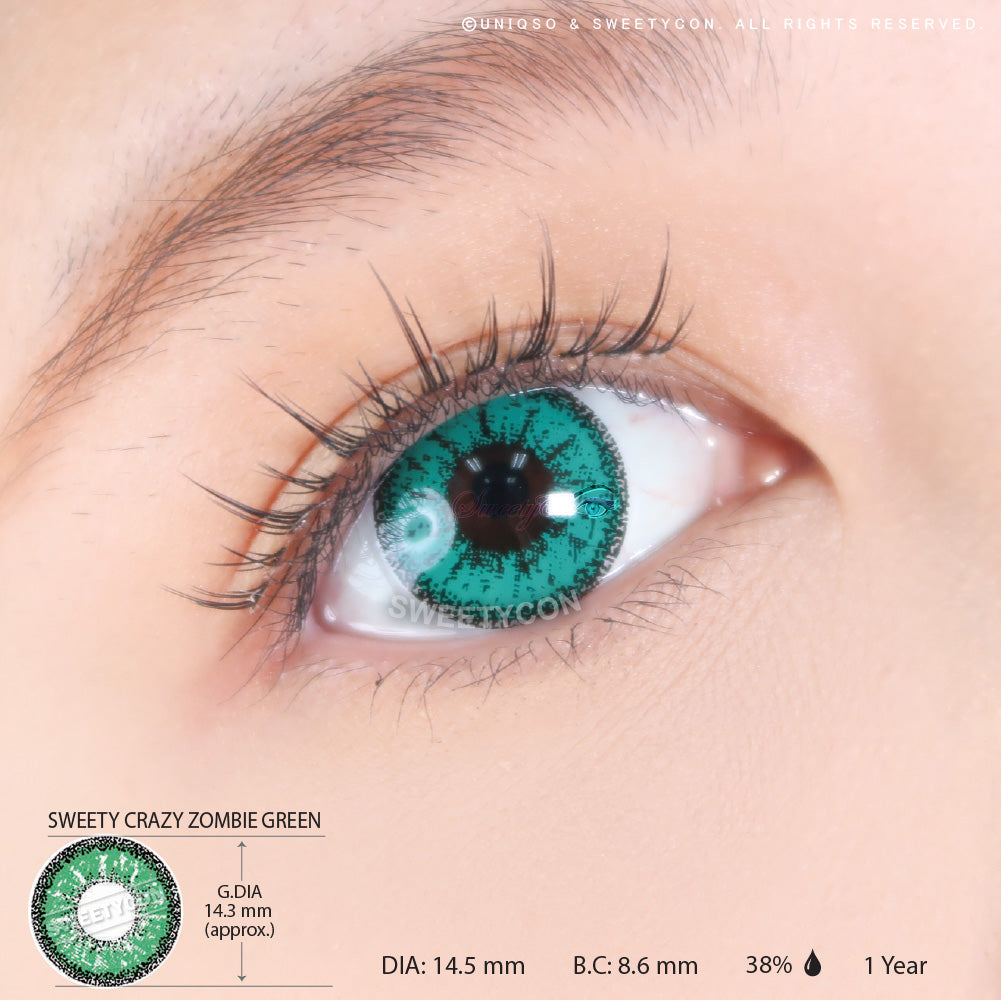 Sweety Crazy Zombie Green (1 lens/pack)-Crazy Contacts-UNIQSO UK