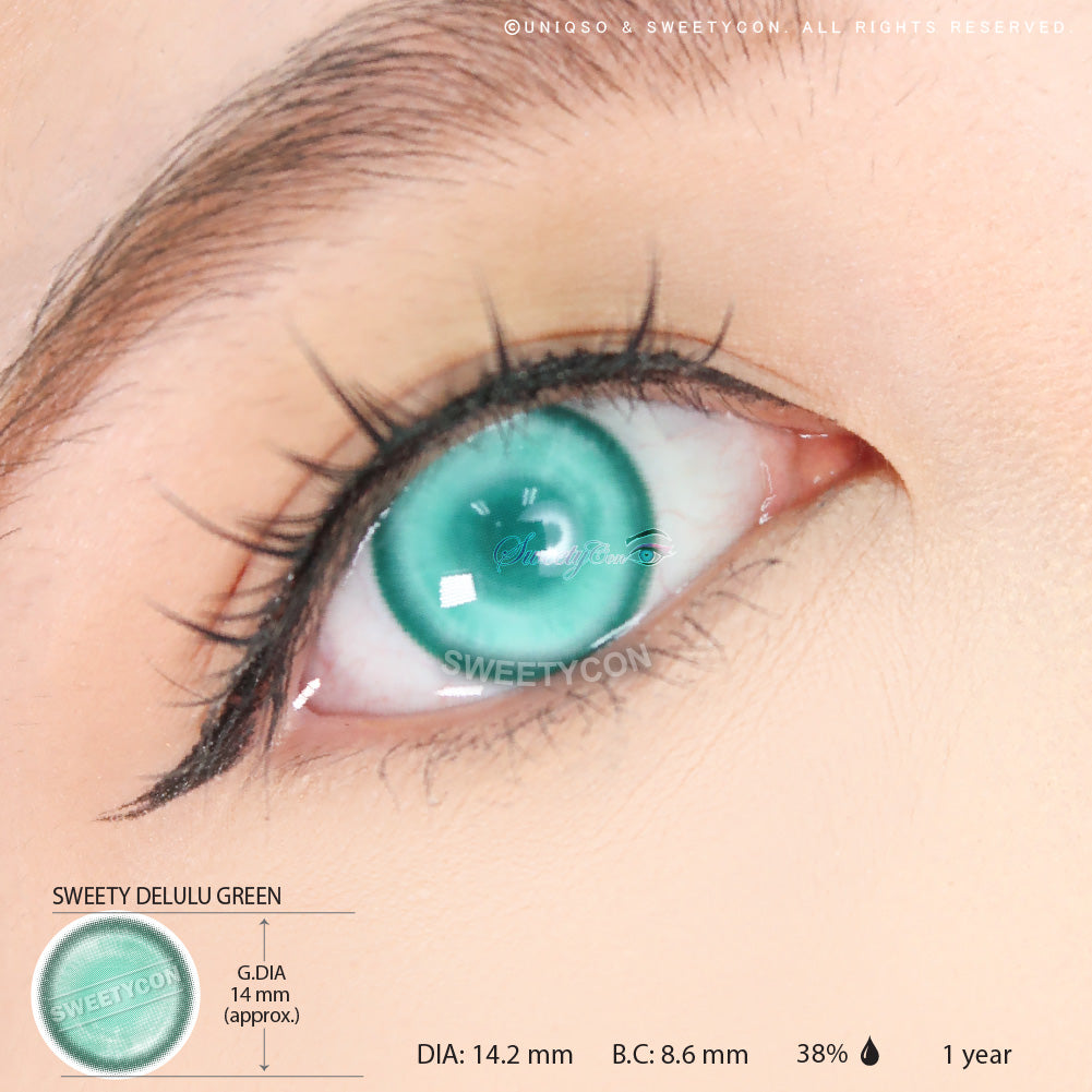 Sweety Delulu Green (1 lens/pack)-Colored Contacts-UNIQSO UK