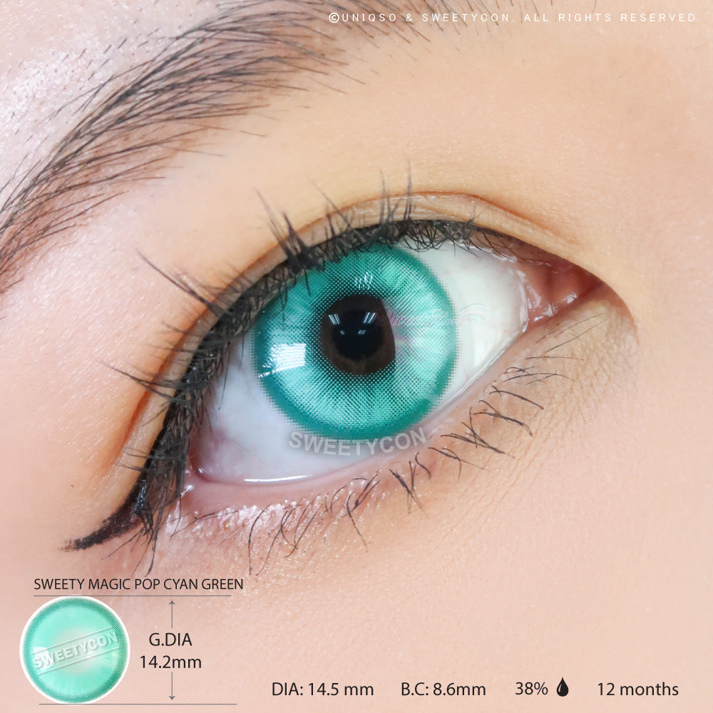 Sweety Magic Pop Cyan Green (1 lens/pack)-Colored Contacts-UNIQSO UK