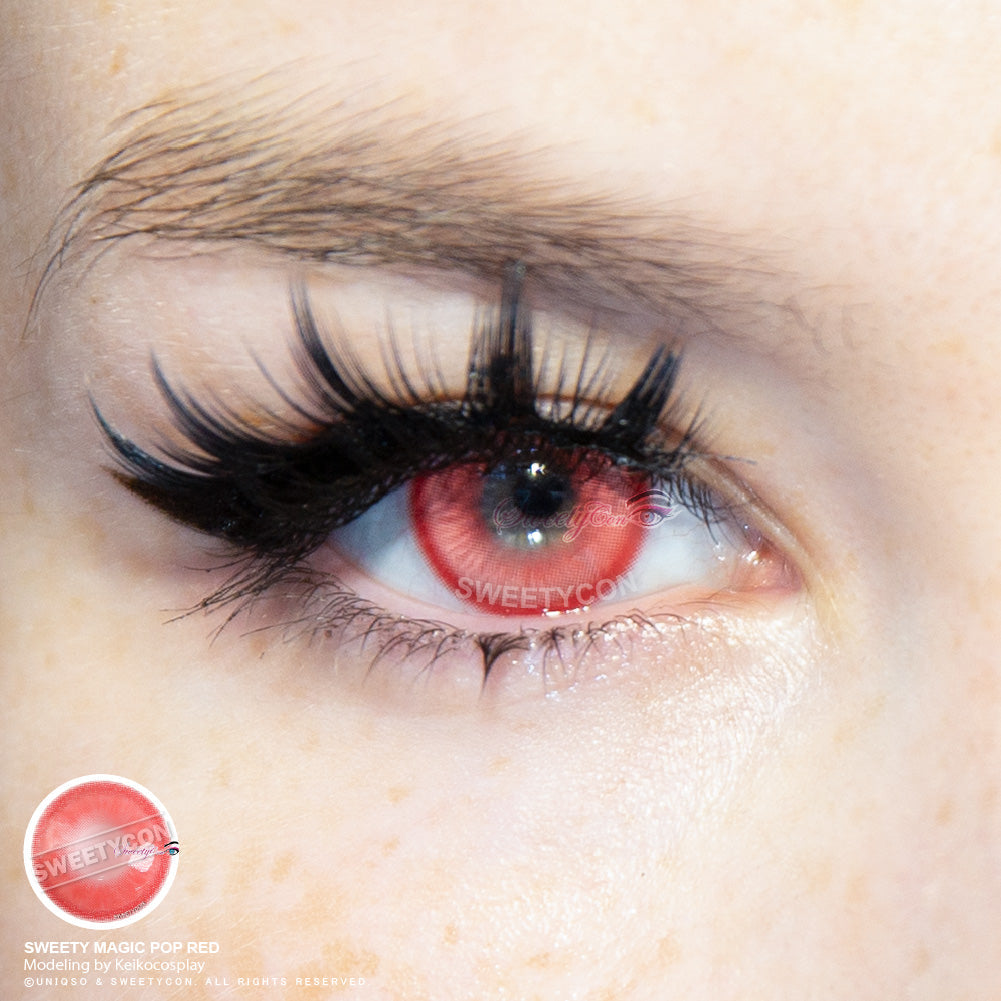 Sweety Magic Pop Red (1 lens/pack)-Colored Contacts-UNIQSO UK