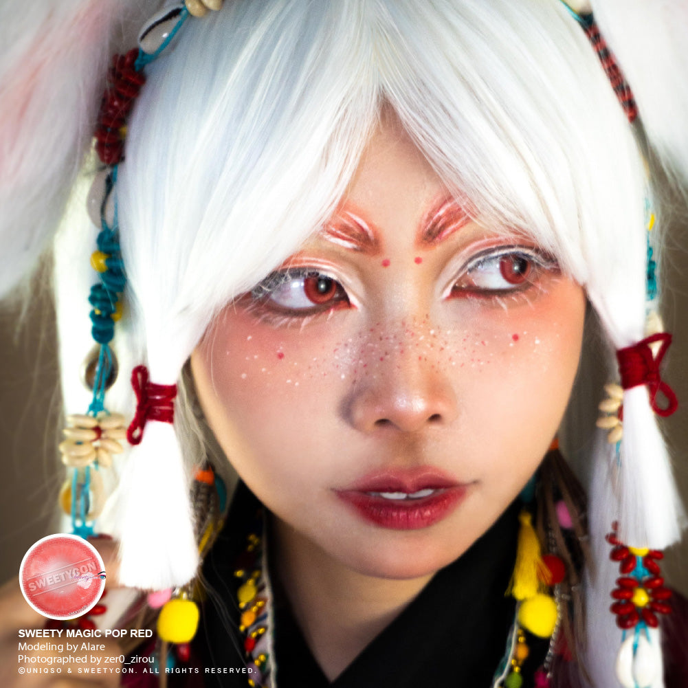 Sweety Magic Pop Red (1 lens/pack)-Colored Contacts-UNIQSO UK