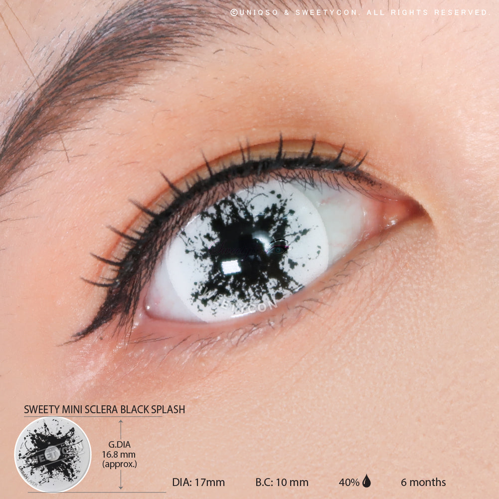 Sweety Mini Sclera Black Splash (1 lens/pack)-Mini Sclera Contacts-UNIQSO UK