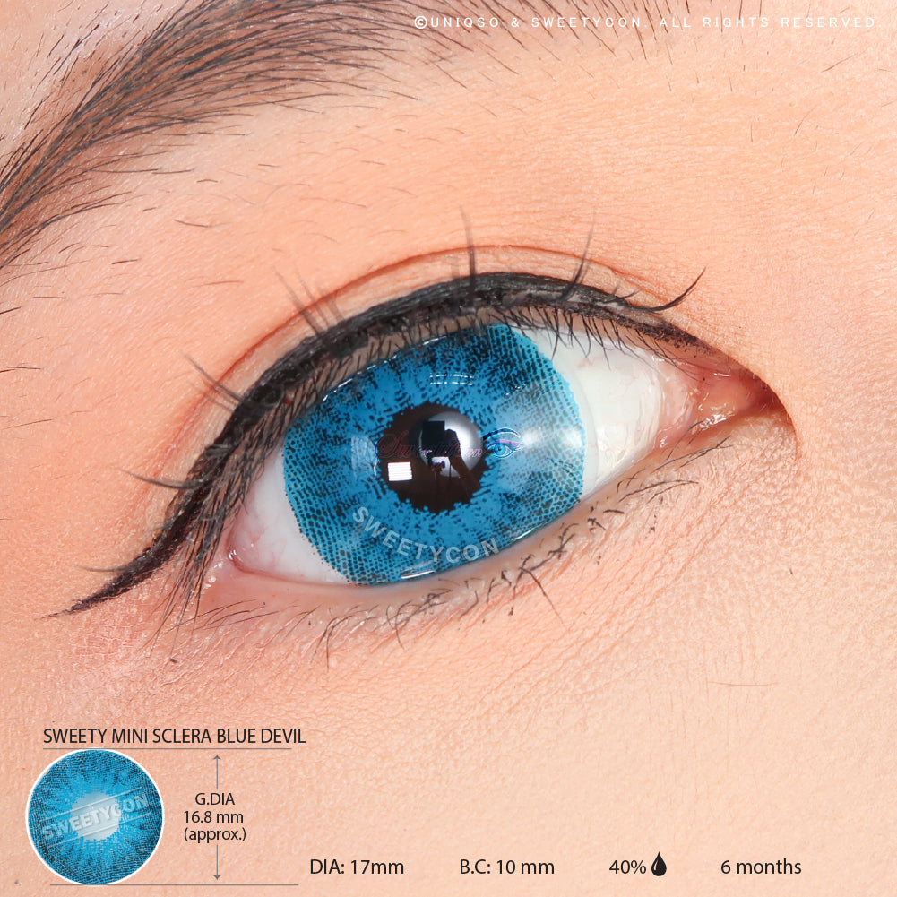 Sweety Mini Sclera Blue Devil (1 lens/pack)-Mini Sclera Contacts-UNIQSO UK