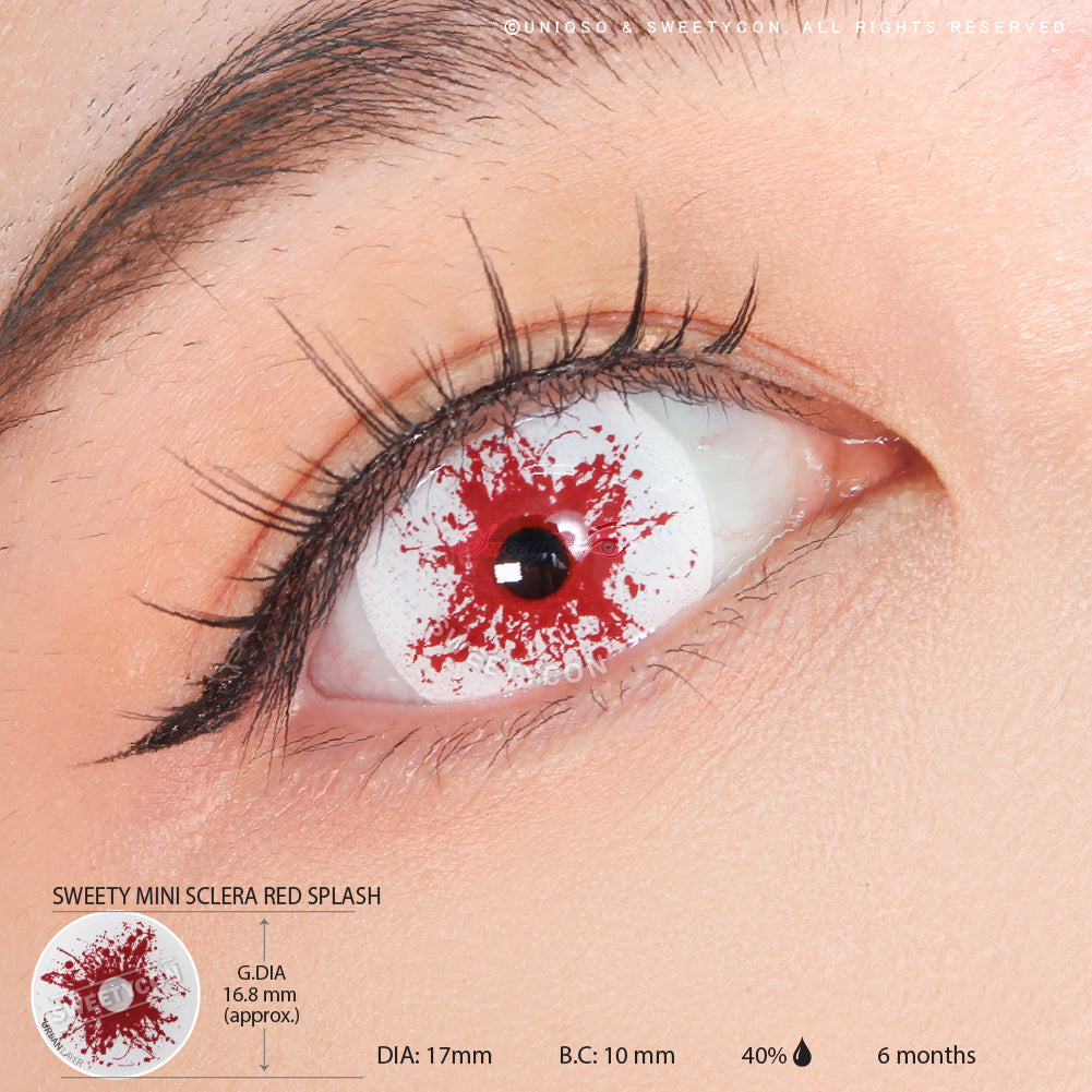 Sweety Mini Sclera Red Splash (1 lens/pack)-Mini Sclera Contacts-UNIQSO UK