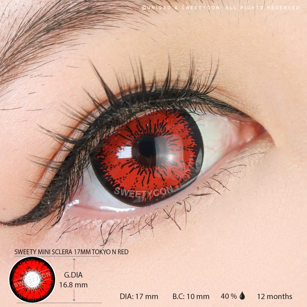 Sweety Mini Sclera Tokyo N Red (1 lens/pack)-Mini Sclera Contacts-UNIQSO UK