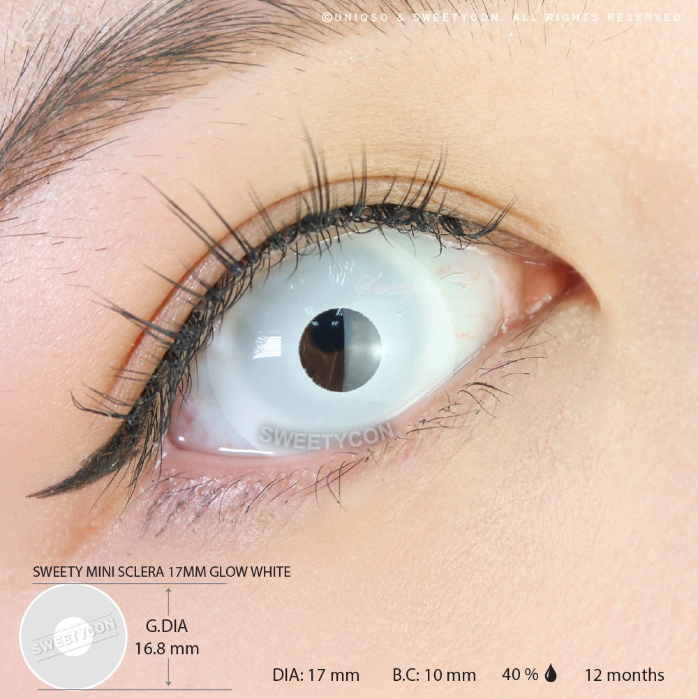 Sweety Mini Sclera UV Glow White (1 lens/pack)-Mini Sclera Contacts-UNIQSO UK