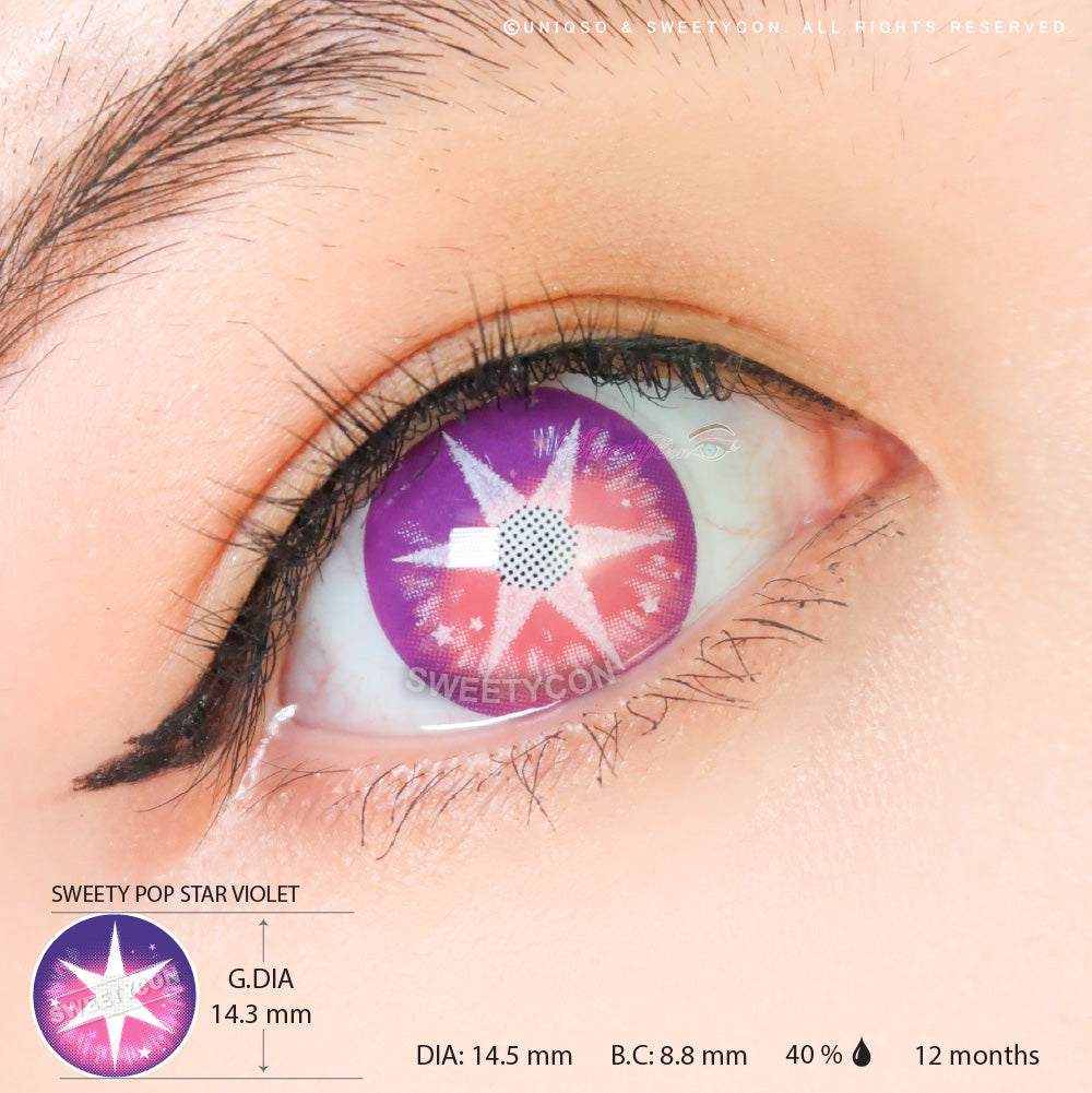 Sweety Pop Star Violet (1 lens/pack)-Colored Contacts-UNIQSO UK