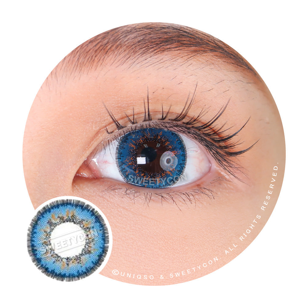 Sweety Poppy Blue (1 lens/pack)-Colored Contacts-UNIQSO UK