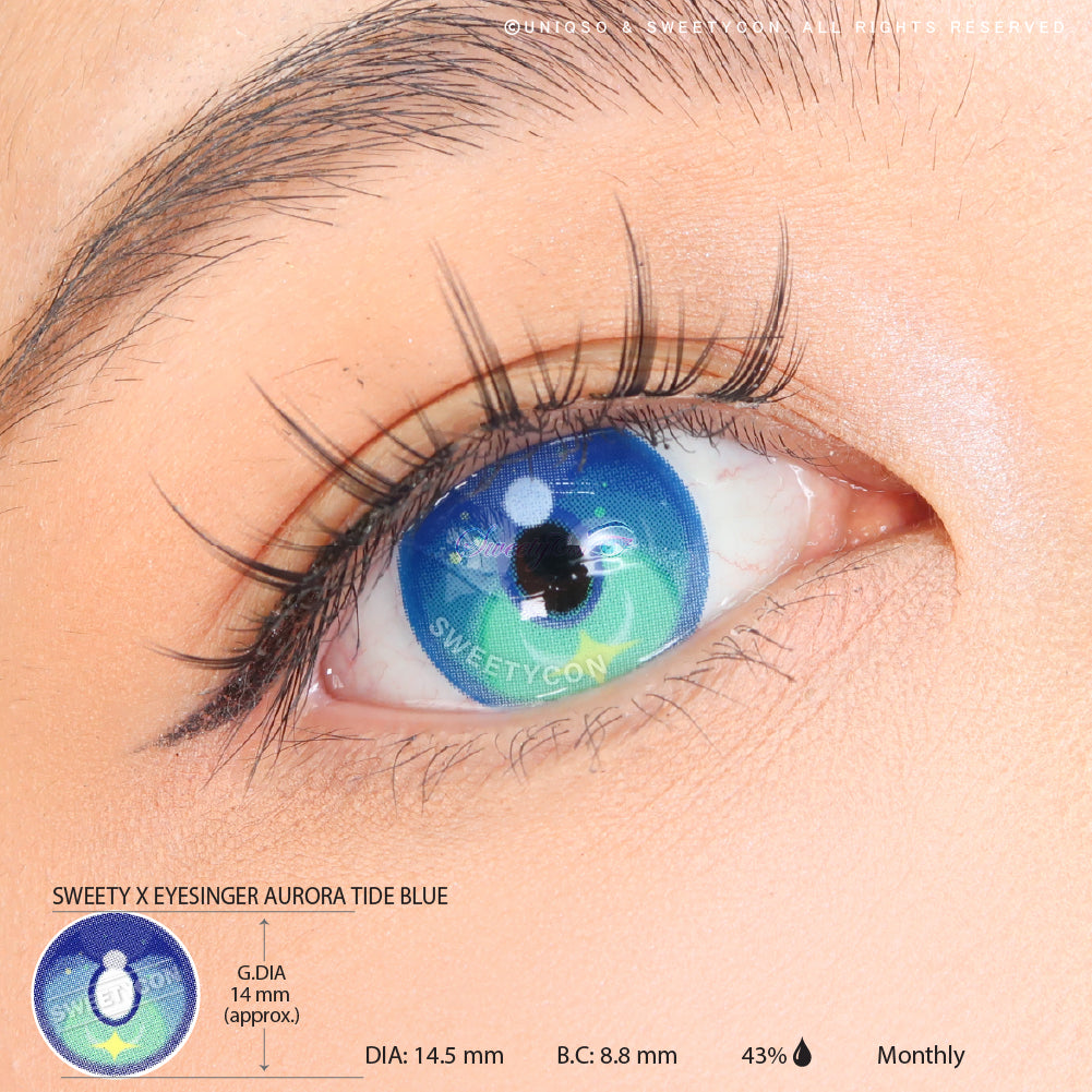 Sweety x Eyesinger Aurora Tide Blue (2 lenses/pack)-Colored Contacts-UNIQSO UK