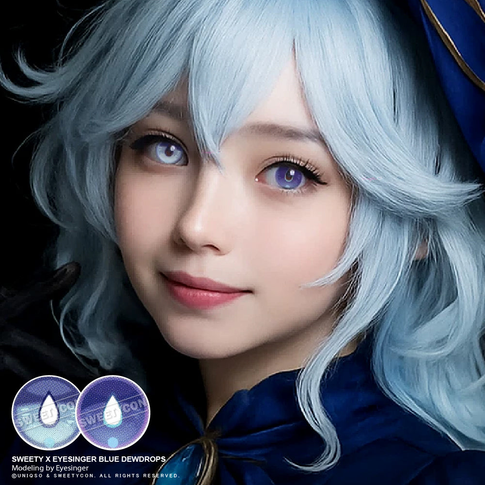 Sweety x Eyesinger Blue Dewdrops (2 lenses/pack)-Colored Contacts-UNIQSO UK