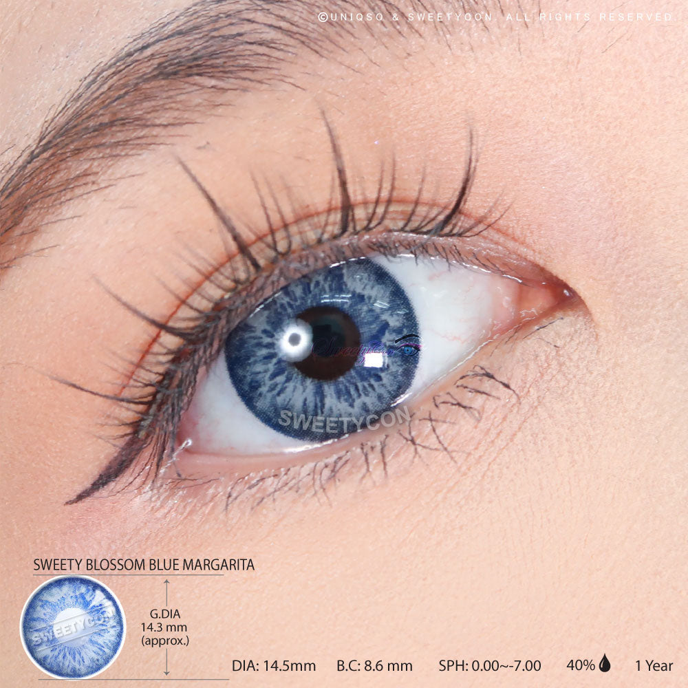 Sweety Blossom Blue Margarita (1 lens/pack)-Colored Contacts-UNIQSO