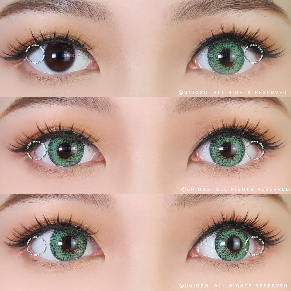 Western Eyes Puffy 3 Tones Green (1 lens/pack)-Colored Contacts-UNIQSO UK