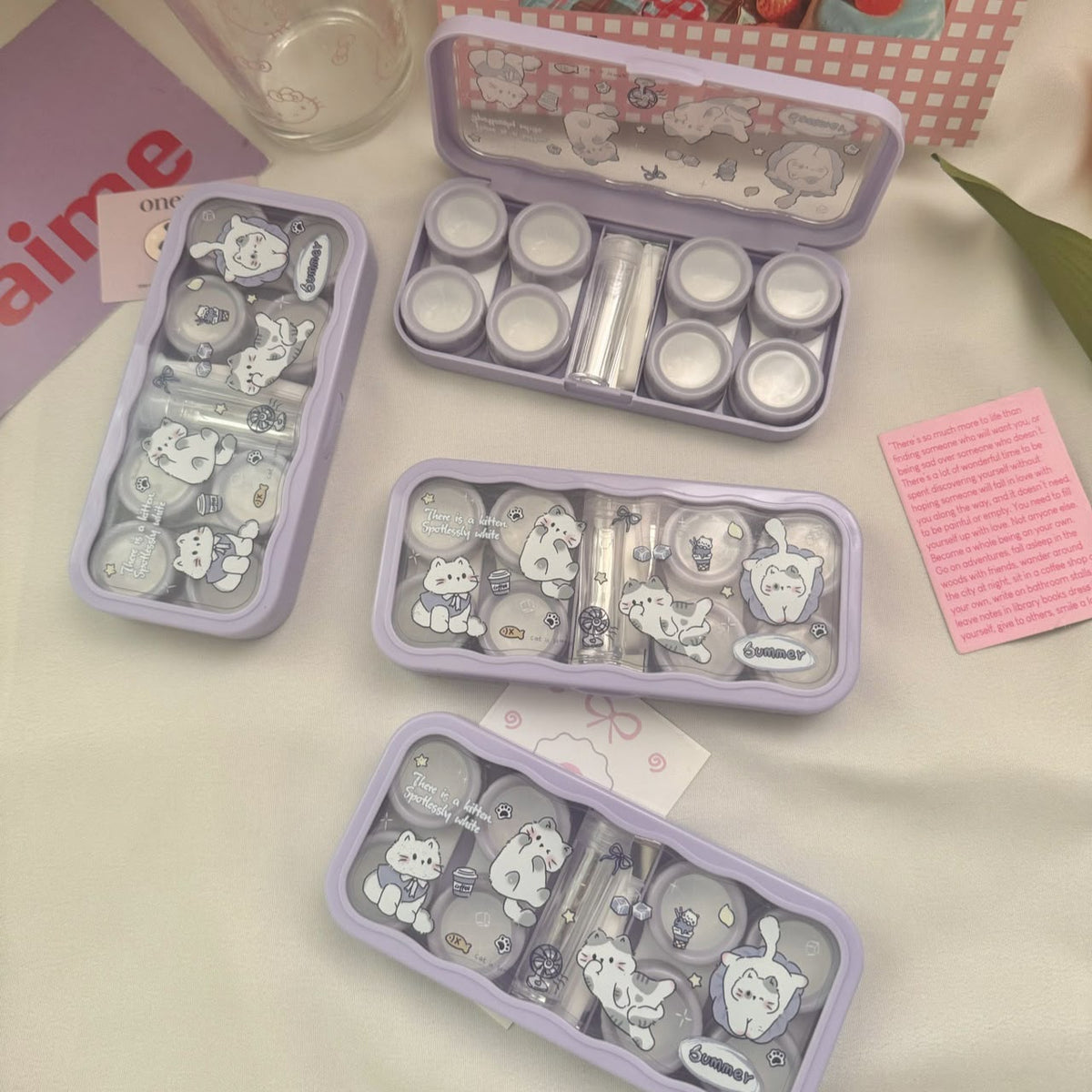 Lens Case Travel Kit - Sweet Kitty-Lens Case-UNIQSO UK