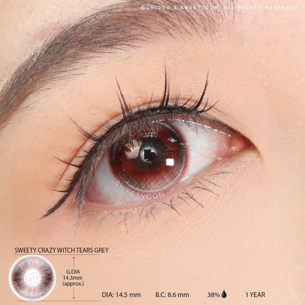Sweety Crazy Witch Tears Grey (1 lens/pack)-Crazy Contacts-UNIQSO UK