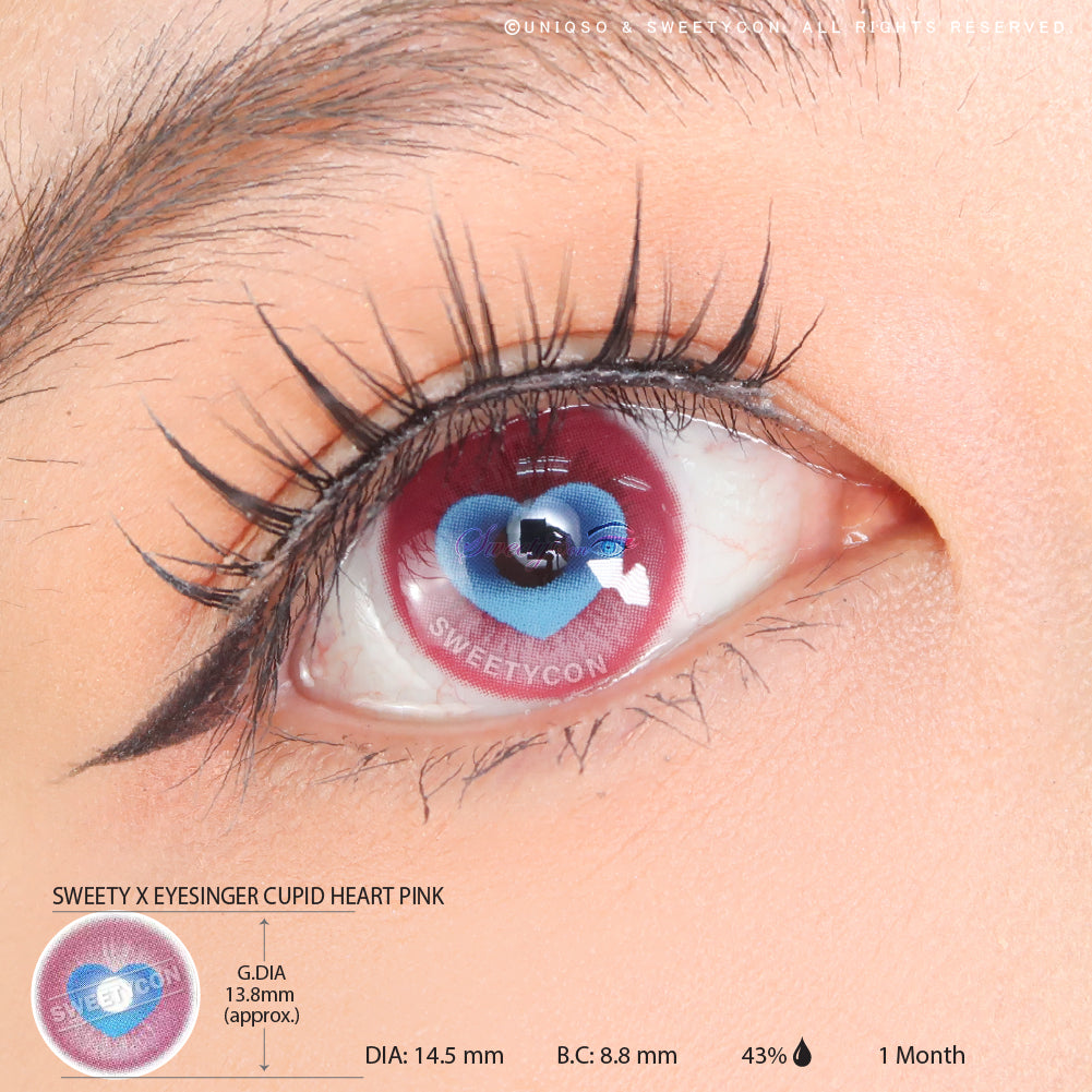 Sweety x Eyesinger Cupid Heart Pink (2 lenses/pack)-Colored Contacts-UNIQSO UK