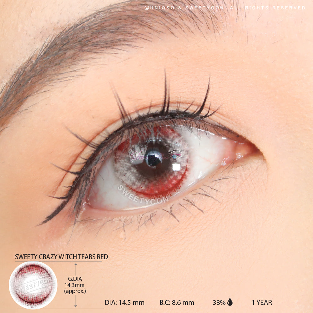 Sweety Crazy Witch Tears Red (1 lens/pack)-Crazy Contacts-UNIQSO UK