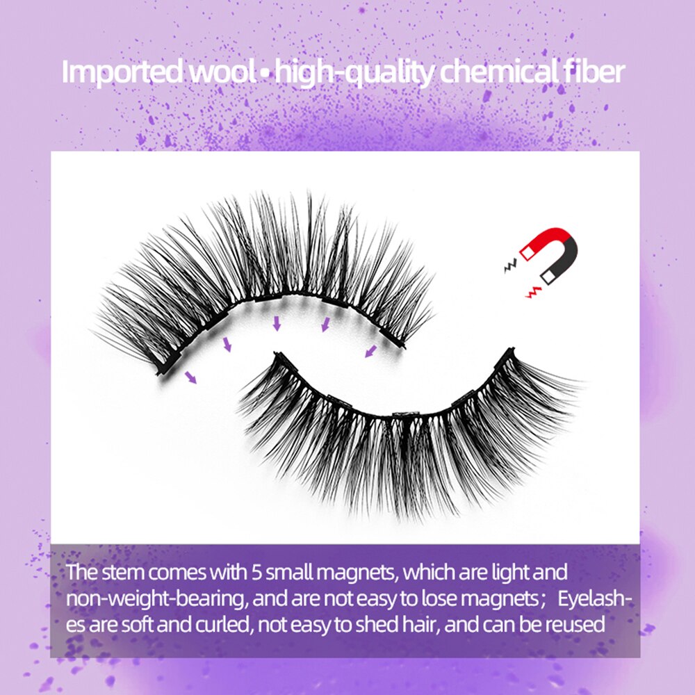 Natural Long Faux Mink Magnetic Eyelashes Full Kit Set (5 Pairs)-Magnetic Eyelash-UNIQSO