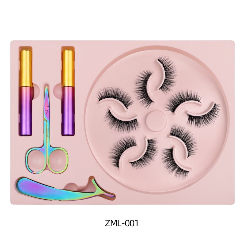 Natural Long Faux Mink Magnetic Eyelashes Full Kit Set (5 Pairs)-Magnetic Eyelash-UNIQSO