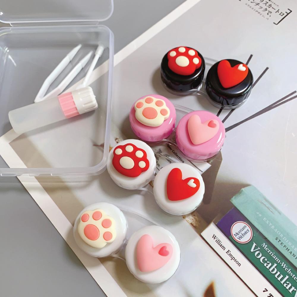 Cute Paw & Love Lens Case Travel Kit (3 Pairs)-Lens Case-UNIQSO UK