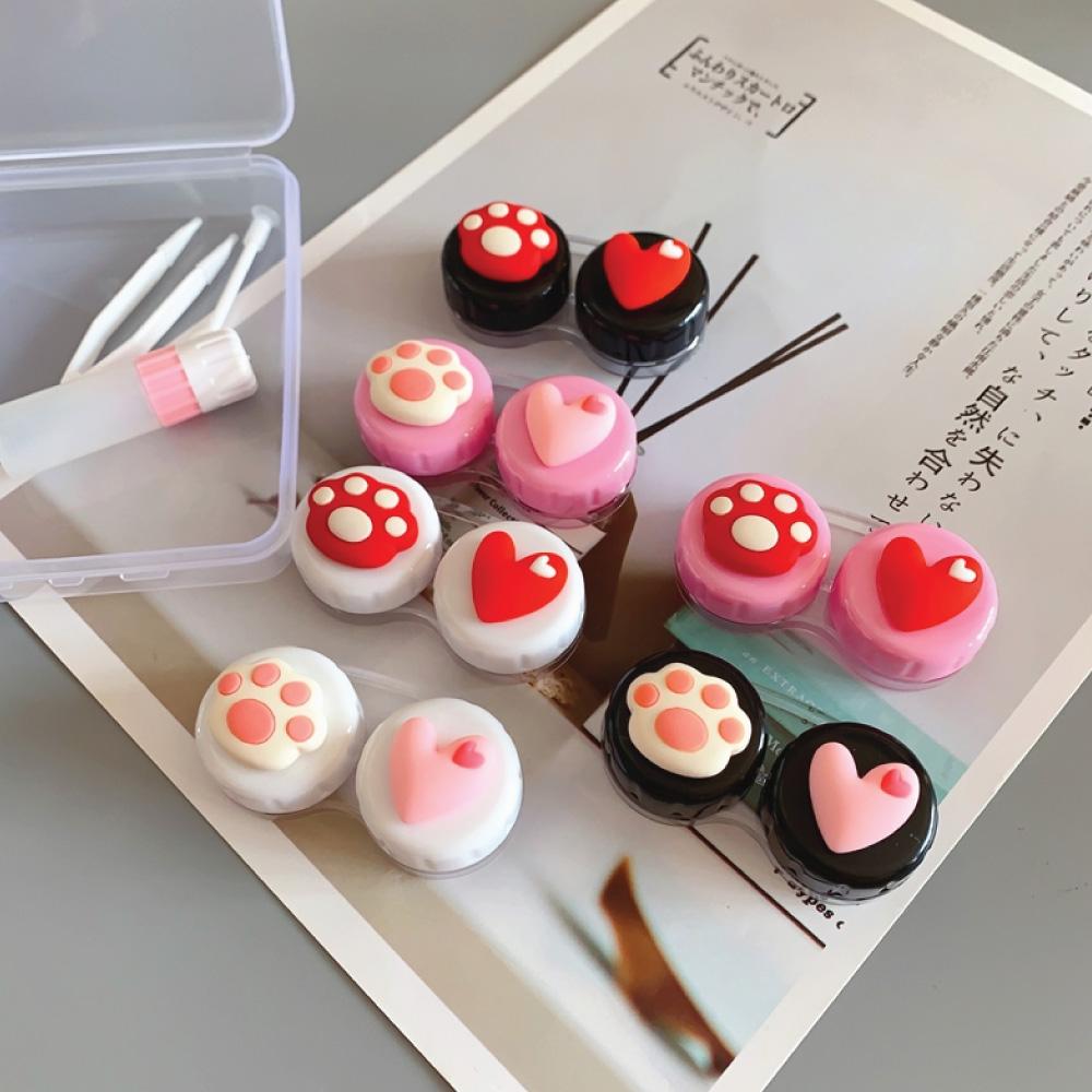 Cute Paw & Love Lens Case Travel Kit (3 Pairs)-Lens Case-UNIQSO UK