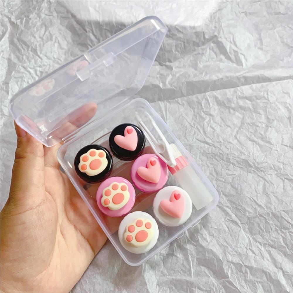 Cute Paw & Love Lens Case Travel Kit (3 Pairs)-Lens Case-UNIQSO UK
