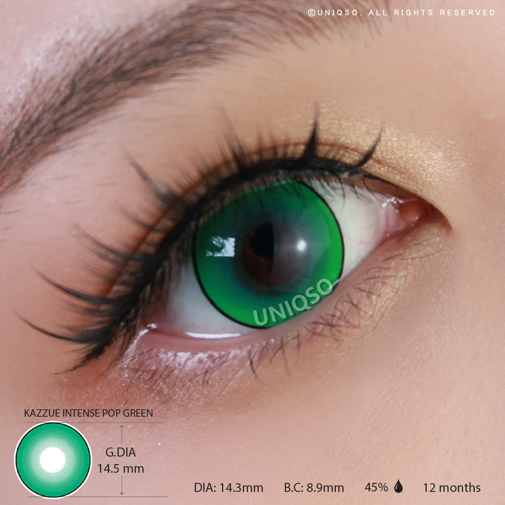 Kazzue Intense Pop Green colored contacts
